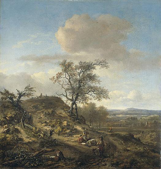 Jan Wijnants Landscape with a hunter and other figures. Norge oil painting art
